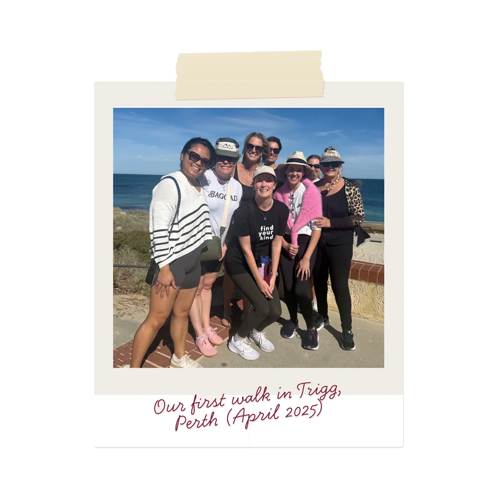 Polaroid of the first Heart First Founders walk at Trigg, Perth, April 2025