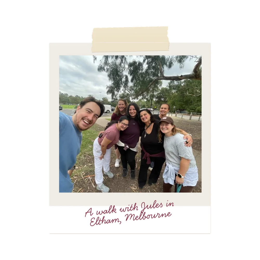 Polaroid of a Heart First Founders walk with Jules in Eltham, Melbourne